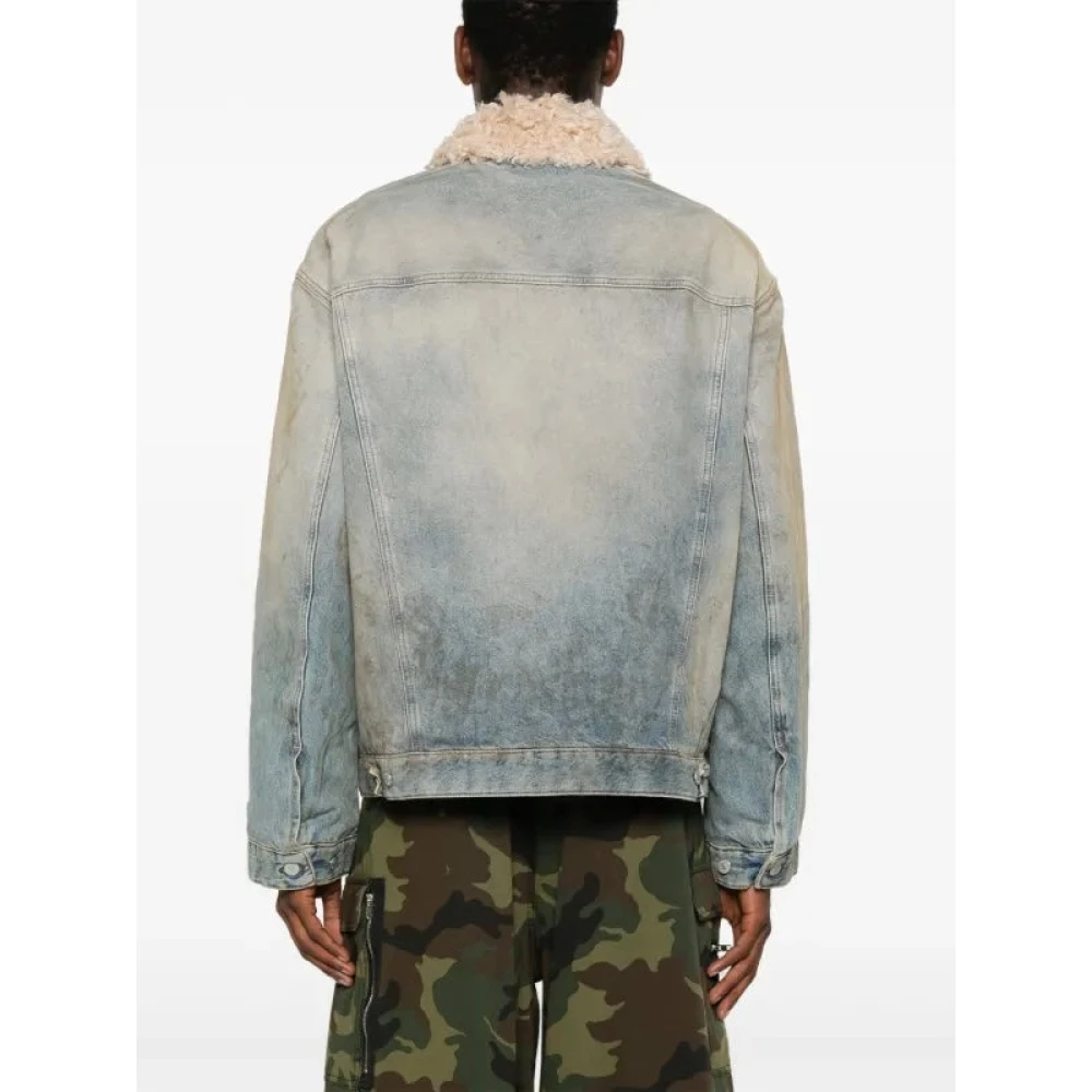 Acne Studios Denim Bont Trim Oversized Jas Blue Dames