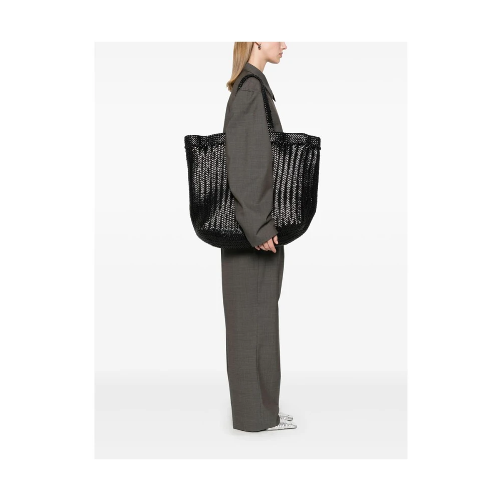 Dragon Diffusion Zwarte Geweven Leren Tote Tas Black Dames