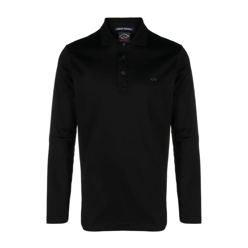 PAUL & SHARK Casual Lange Mouw Polo in Zwart Black Heren