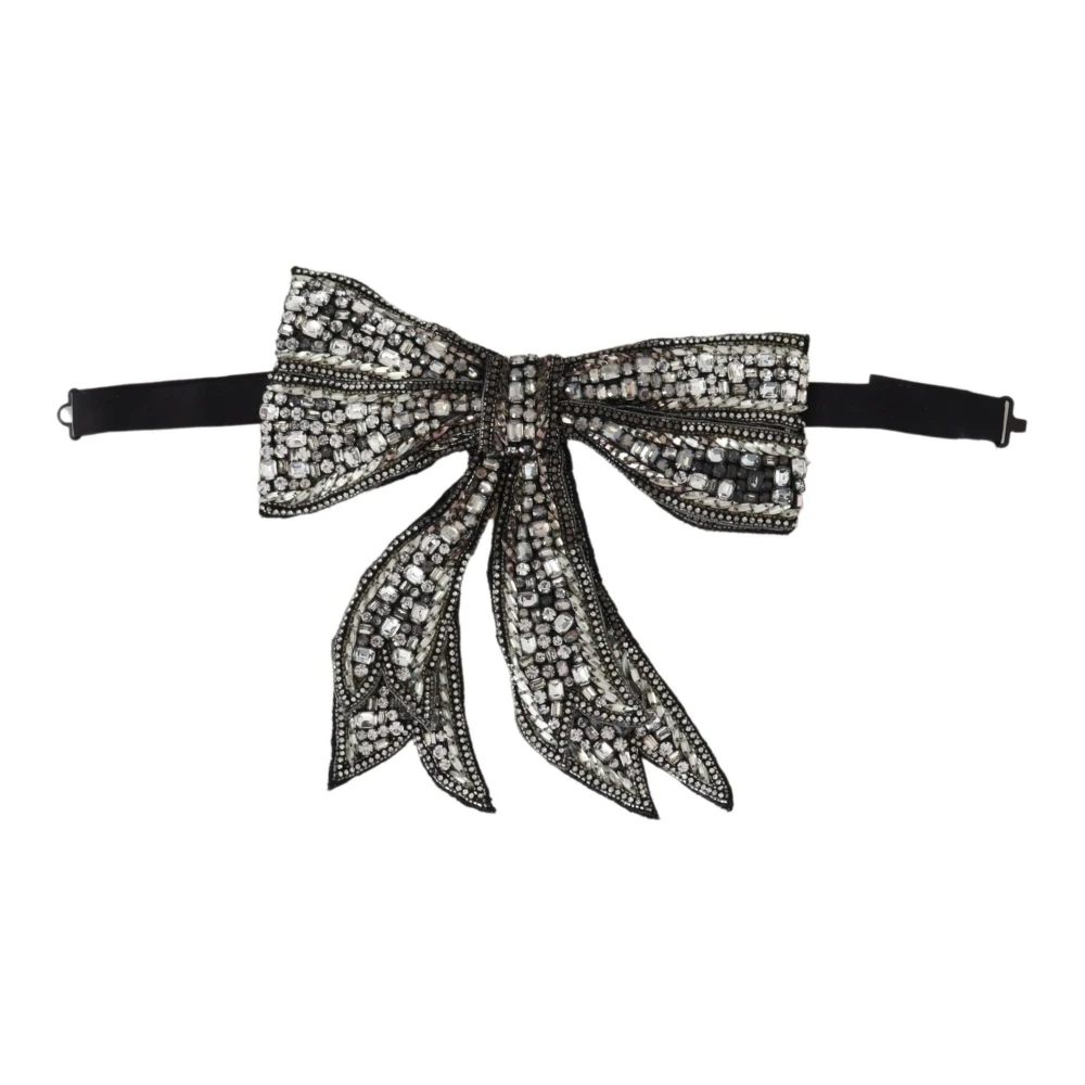 Dolce & Gabbana Women's Gray Crystal Beaded Sequined Bowtie
