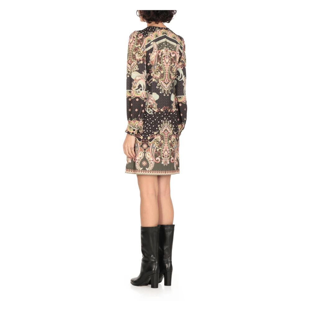 Hale Bob Zwarte Paisley Patroon V-Hals Jurk Multicolor Dames