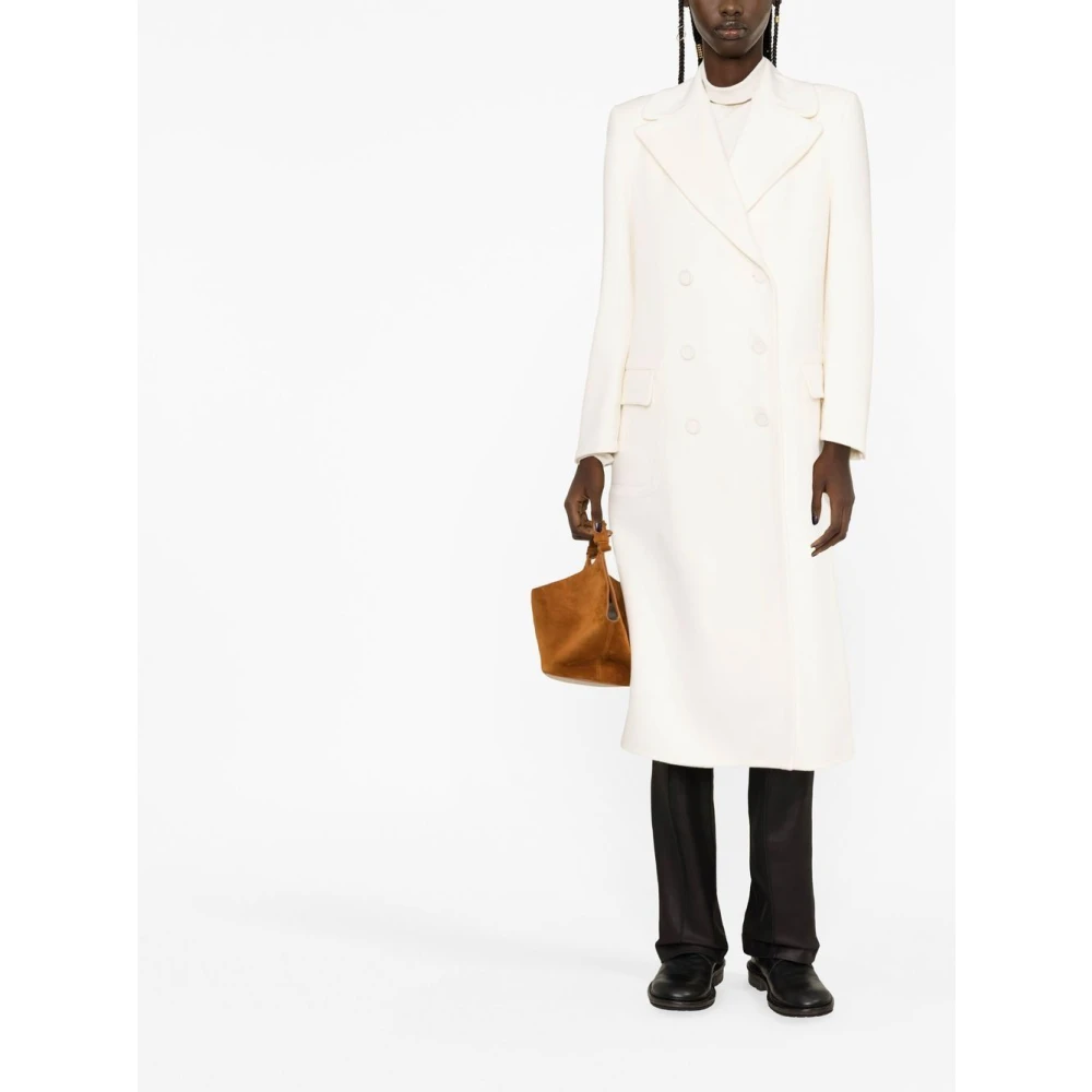 Ermanno Scervino Witte Wol-Kasjmiermix Dubbel-Borstjas White Dames