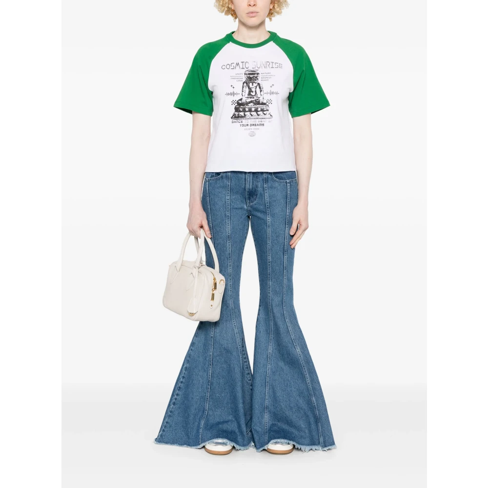 Golden Goose T-shirt met ronde hals en sterren White Dames