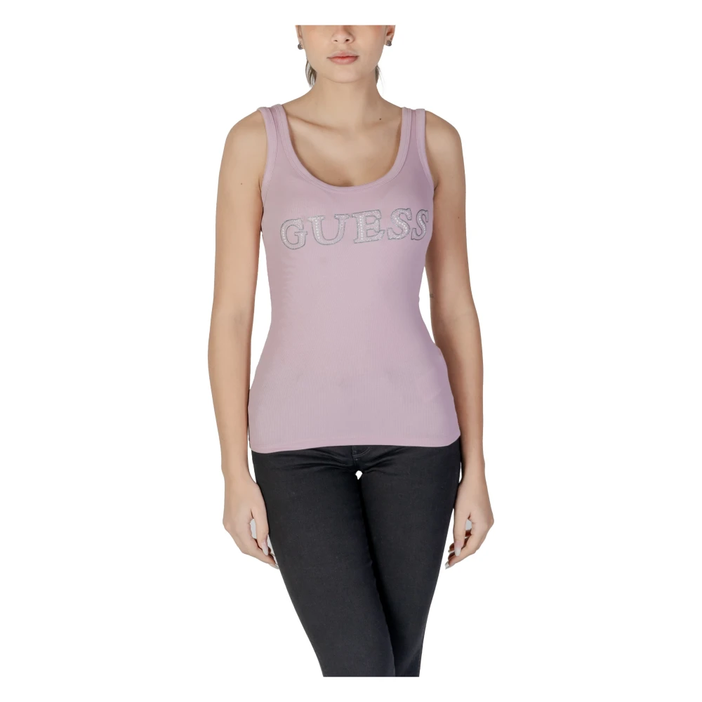 Guess Lila Print Mouwloze Tanktop Purple Dames
