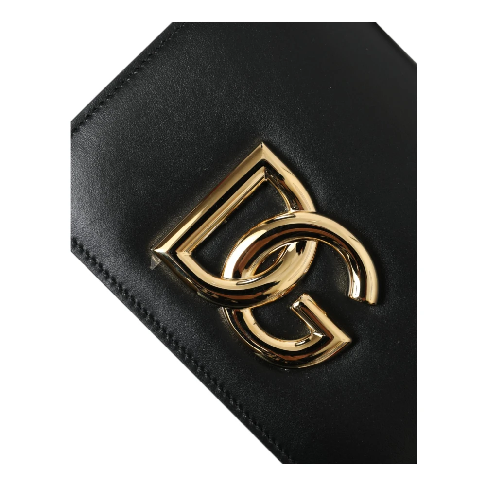 Dolce & Gabbana Zwarte leren heuptas met logo Black Dames