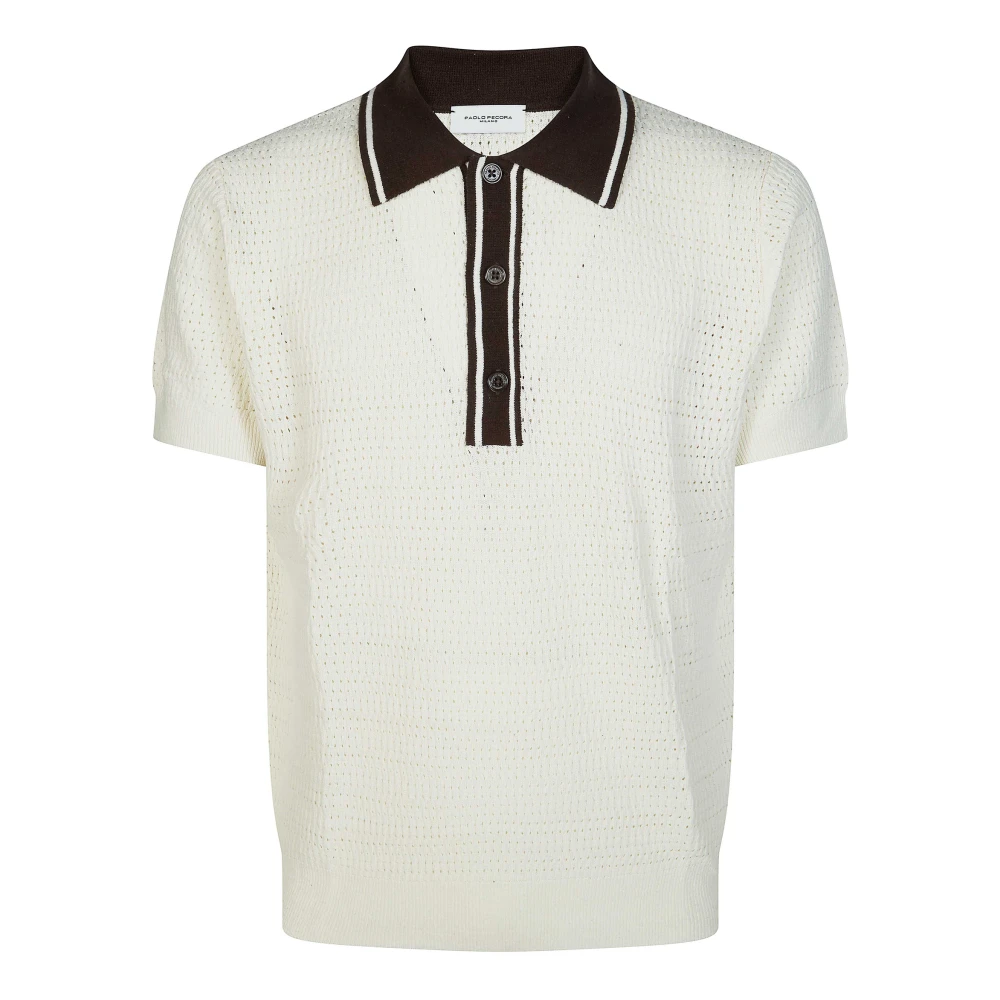 Paolo Pecora Round-Neck Knitwear, Male, Xl, Knitted Polo Shirt White