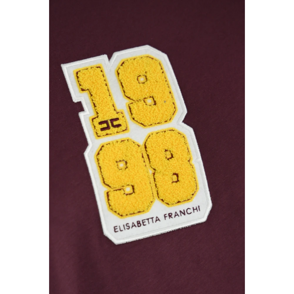 Elisabetta Franchi Katoenen College Stijl T-shirt Purple Dames