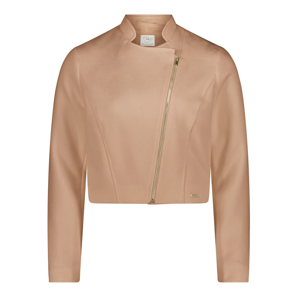 Betty & Co Bikerjack met opstaande kraag Beige Dames