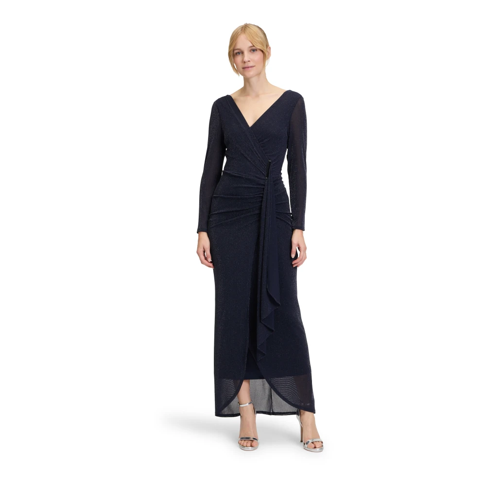 Vera Mont Glamoureus Gerimpelde Avondjurk Blue Dames