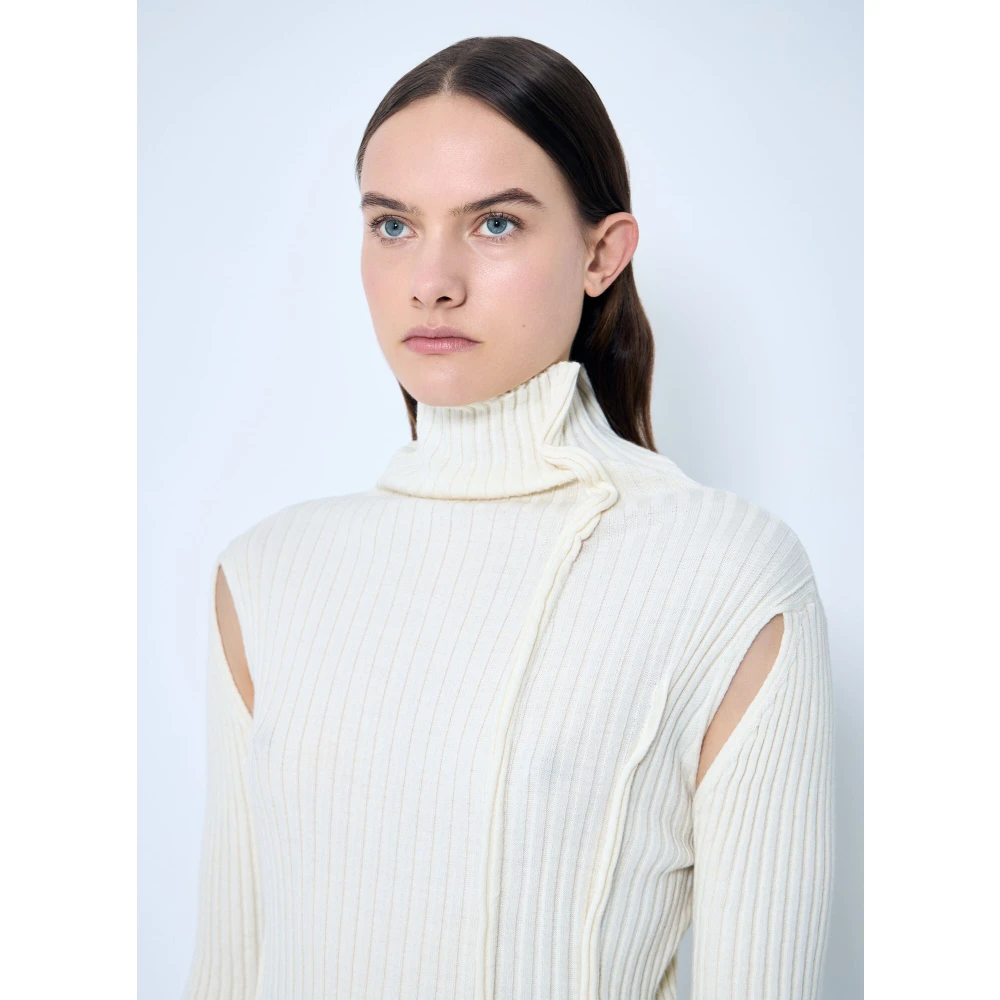 MM6 Maison Margiela Gestoorde ribtrui met uitsnijdingen White Dames