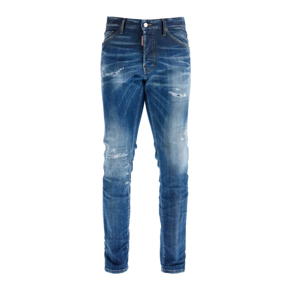 Dsquared2 Navy Blauwe Slim Fit Jeans met versleten effect Blue Heren