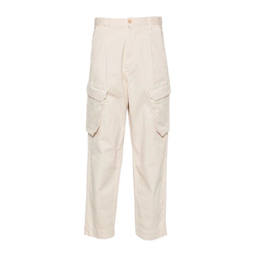 Semicouture Witte Broek Herringbone Streep Patroon White Dames