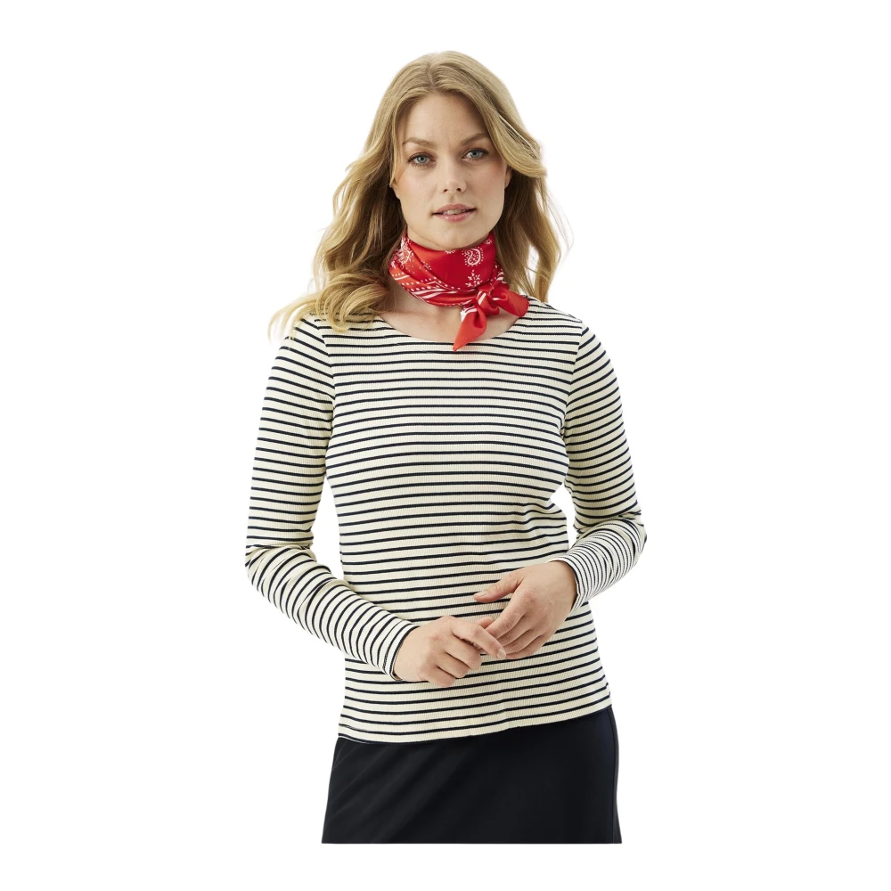 IN Front Gestreept T-shirt Lange Mouwen Off White Multicolor Dames
