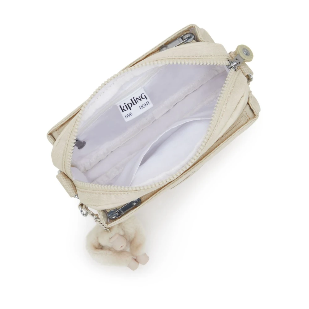 Kipling Verstelbare schoudertas met ritssluiting zakken Beige Unisex