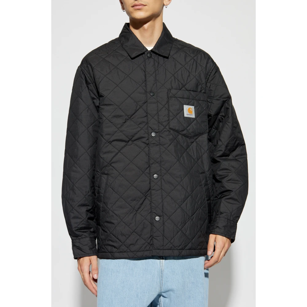 Carhartt WIP Gewatteerd jack met logopatch Black Heren