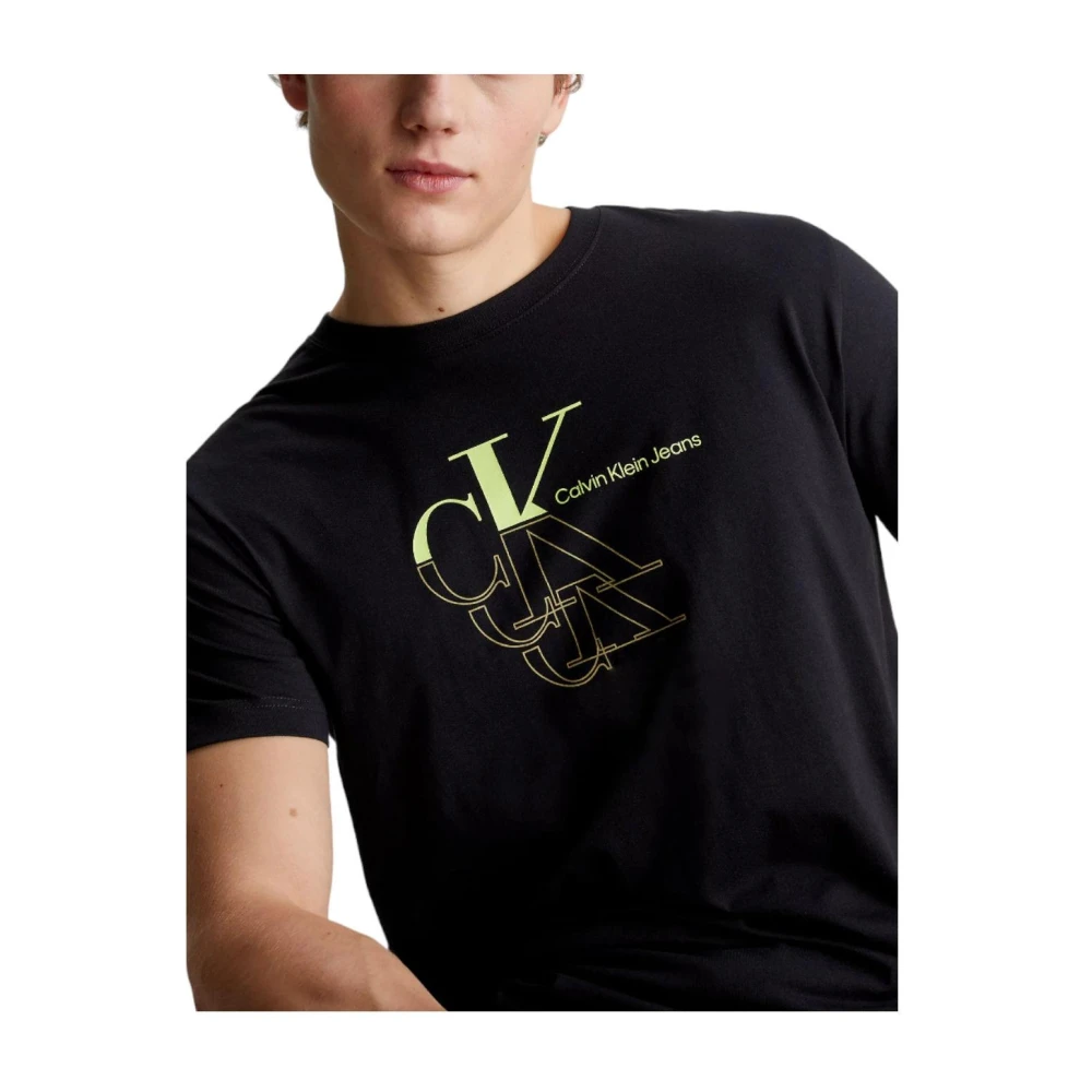 Calvin Klein Monogram Echo Grafische T-shirt Black Heren