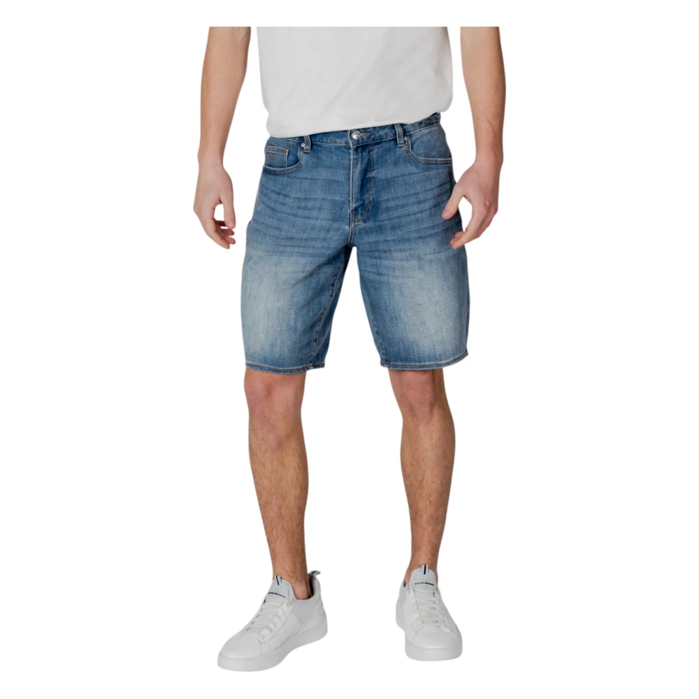 Armani Exchange Men's Blue Denim Shorts, W29, Casual Bermuda Shorts Collection For