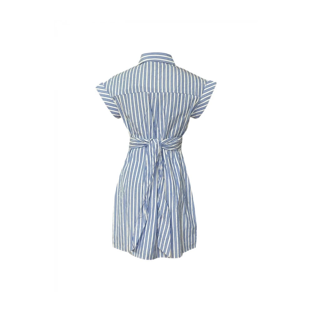 Molly Bracken Gestreepte Viscose Jurk met Strass Blue Dames