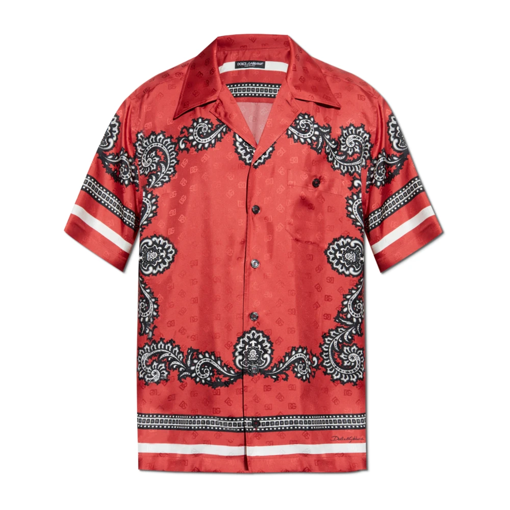 Dolce & Gabbana Zijden shirt met zak Red Heren