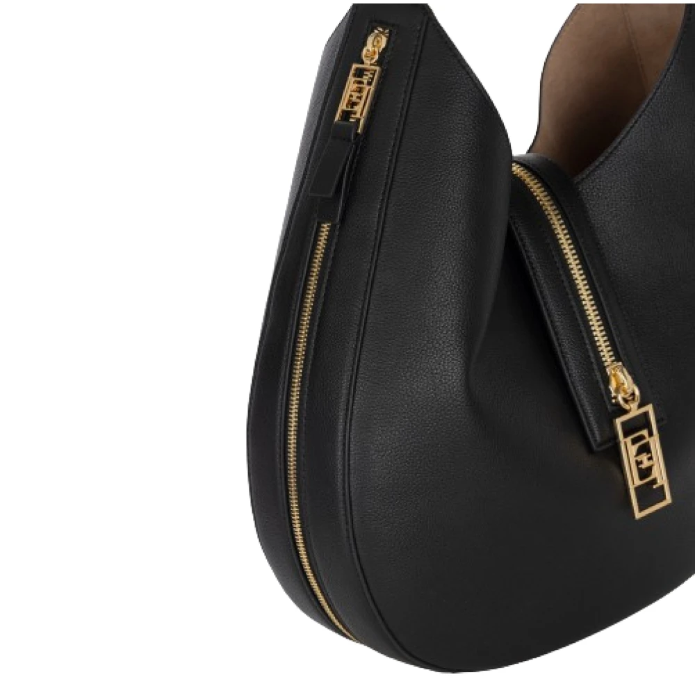 Elisabetta Franchi Zwarte Synthetisch Leren Grote Hobo Tas Black Dames