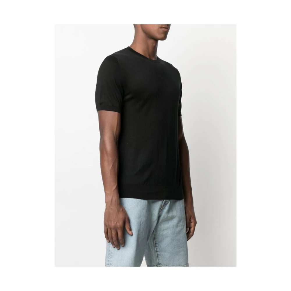 Mauro Ottaviani Zwart Zijden Geribbelde T-Shirt Black Heren
