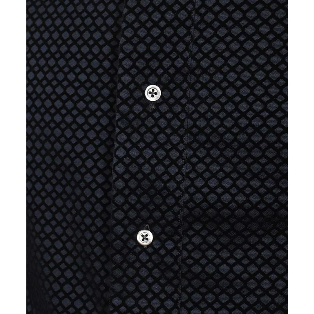 Emporio Armani Gestreept katoenen overhemd met lange mouwen Black Heren