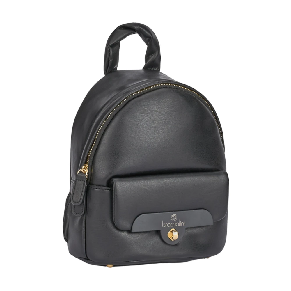 Braccialini Zachte Kunstleren Rugzak Black Dames