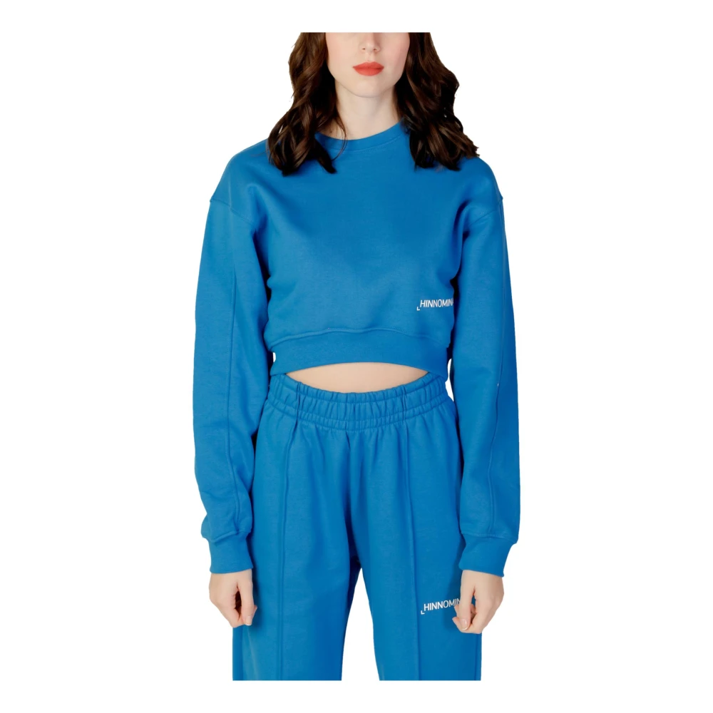 Hinnominate Lichtblauwe Mandarin Kraag Sweatshirt Blue Dames
