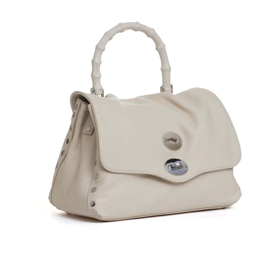 Zanellato Witte Leren Handtas Postina S Bamboo White Dames
