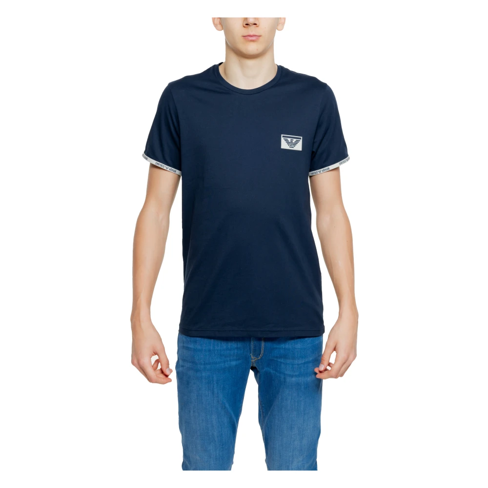 Emporio Armani Blå Bomull T-shirt Män Korta ärmar Blue, Herr