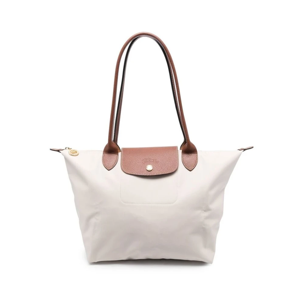 Longchamp Off-White Opvouwbare Leren Handtas White Dames