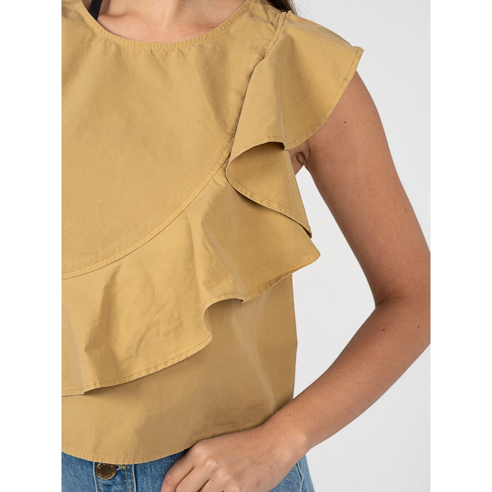 pinko Elegante Asymmetrische Blouse Yellow Dames