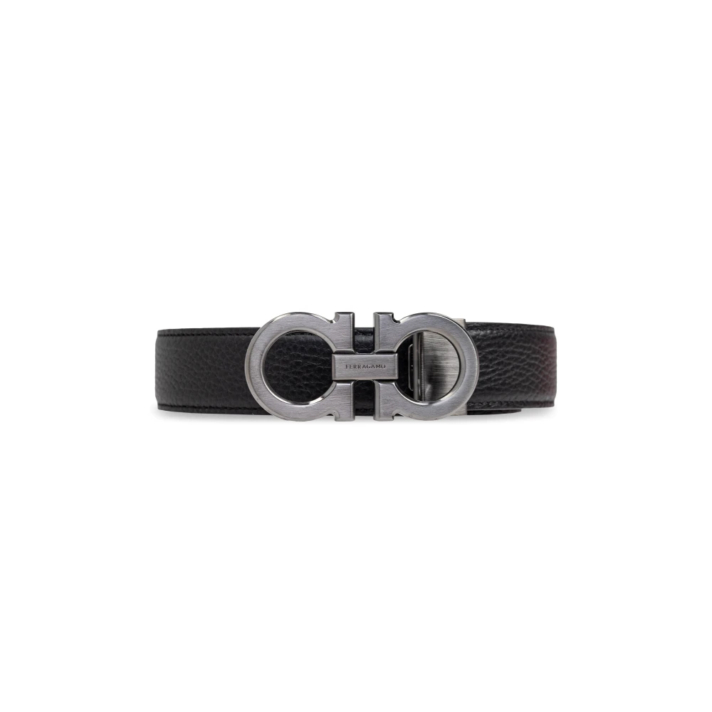 Ferragamo Men's Black Reversible Belt - Belts - 105 Cm - Accessories