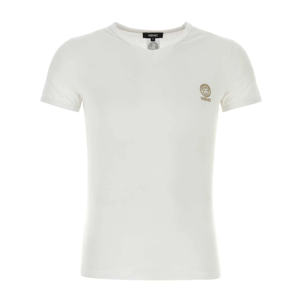Versace Witte stretch katoenen T-shirt White Heren