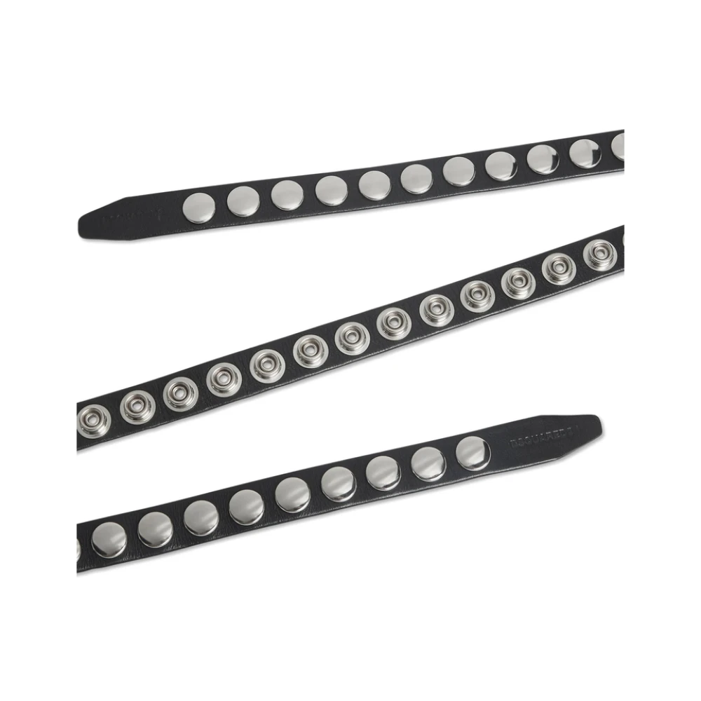 Dsquared2 Zwarte Leren Riem met Logo Black Heren