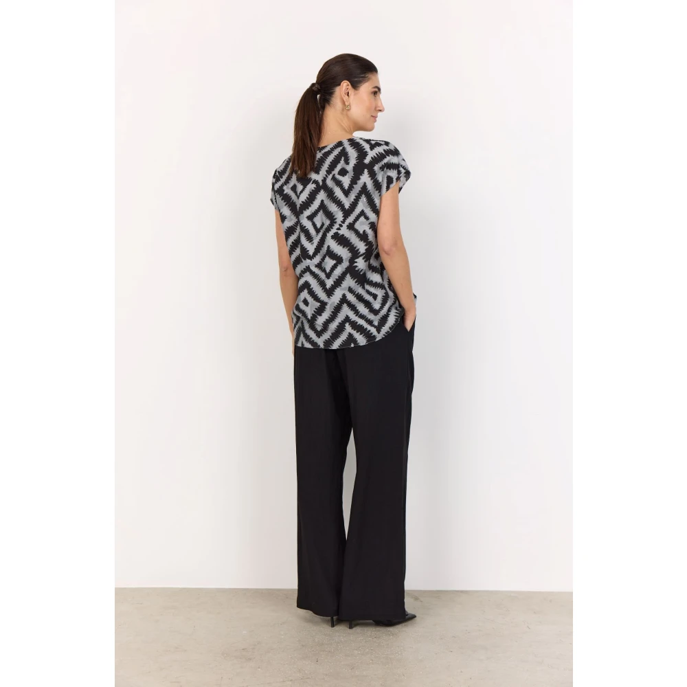 Soyaconcept Geometrische Print V-Hals Shirt Black Dames