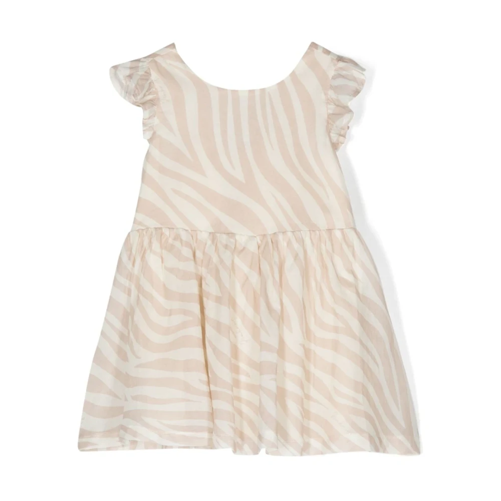 Pinko Zebra Print Klänning i Musselinfabrik Beige, Flicka