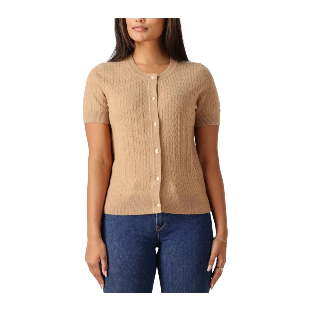 Tommy Hilfiger Bruine Kabel Gebreide Vest Top Brown Dames