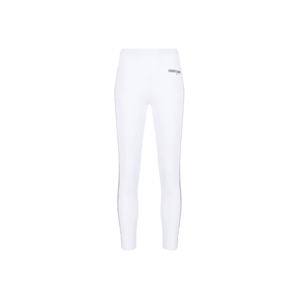 Roberto Cavalli Metallic Side Stripe Track Pants White Dames