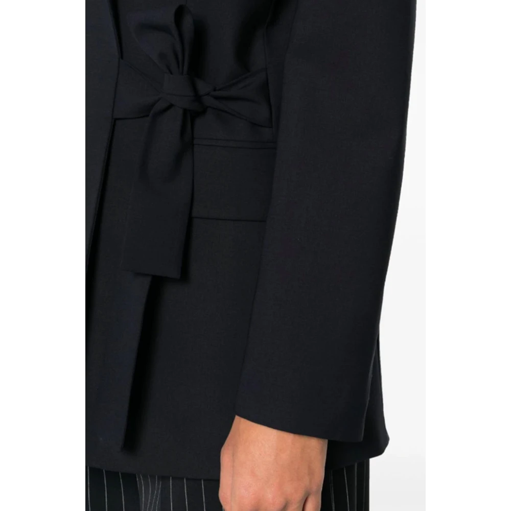 Msgm Navy Blauwe Wrap Jas Blue Dames