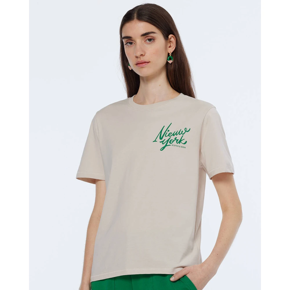 Scotch & Soda Artwork Regular T-shirt White Dames