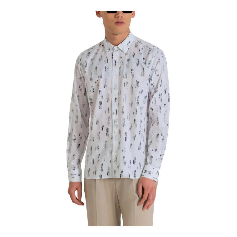 Antony Morato Men's White Casual Shirts, M, Print Long Sleeve Shirt