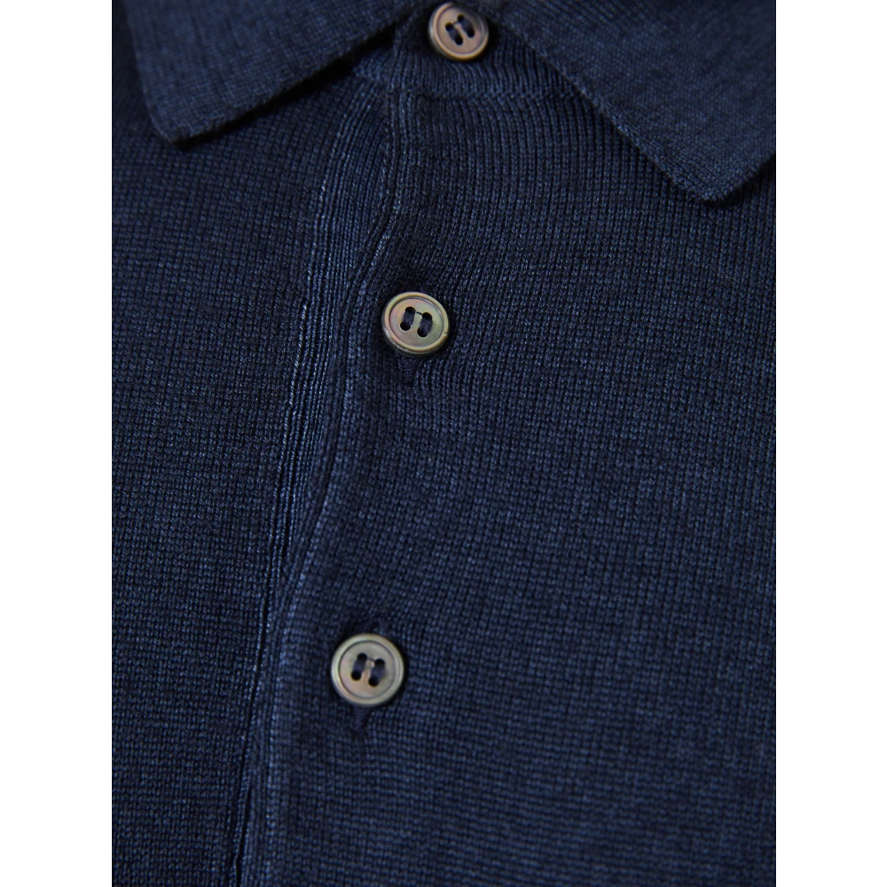 Gran Sasso Wollen Polo Shirt Gemaakt in Italië Blue Heren