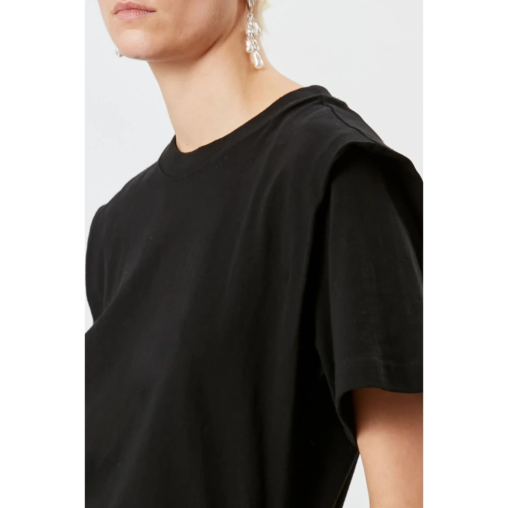 Isabel Marant Étoile T-Shirt met Gestructureerde Schouders Black Dames