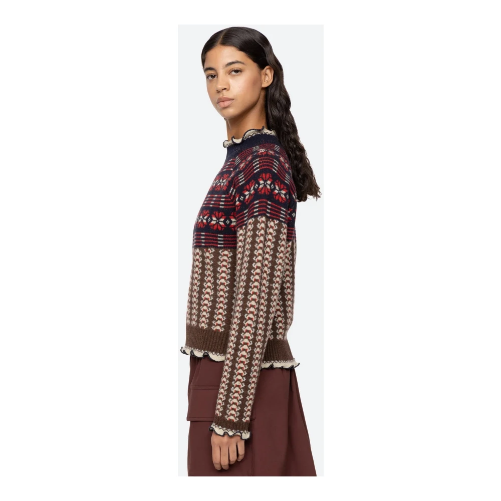 Sea NY Fair Isle Gebreide Trui met Ruchedetails Blue Dames
