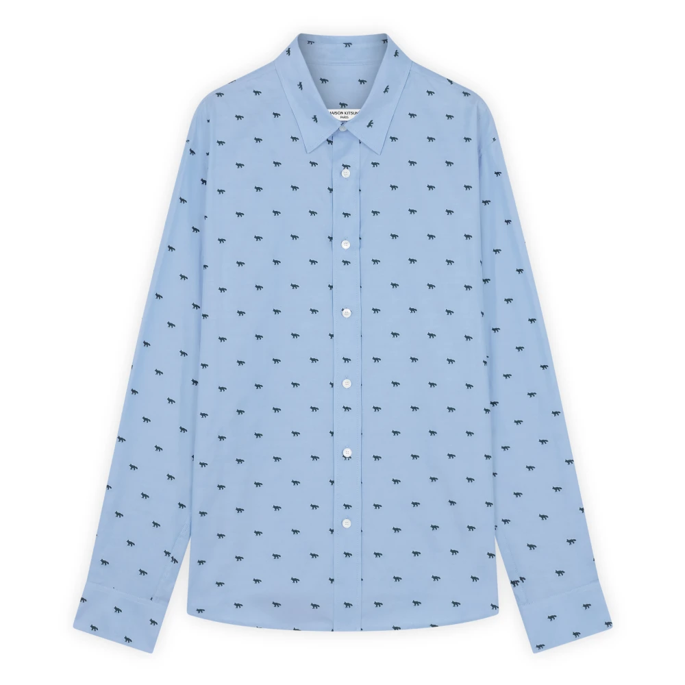 Maison Kitsuné Vossenpatroon Casual Overhemd Blue Heren