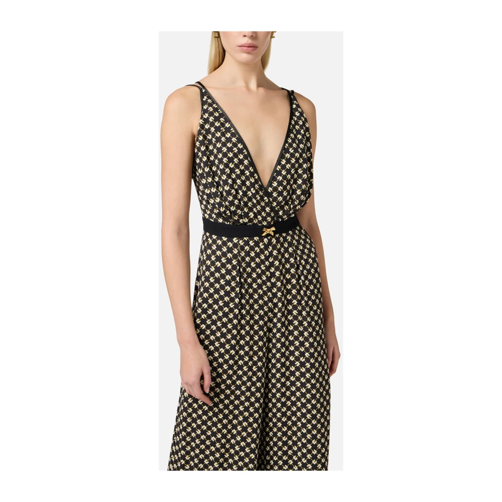 Elisabetta Franchi Georgette Jumpsuit met Diamantprint Multicolor Dames