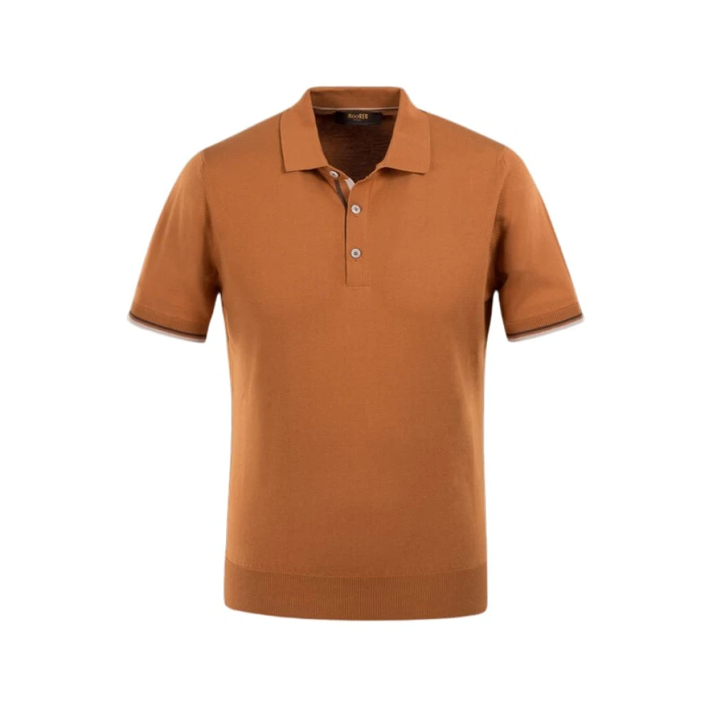 Moorer Men's Orange Polo Shirts, M, Two-Tone Striped Polo Shirt