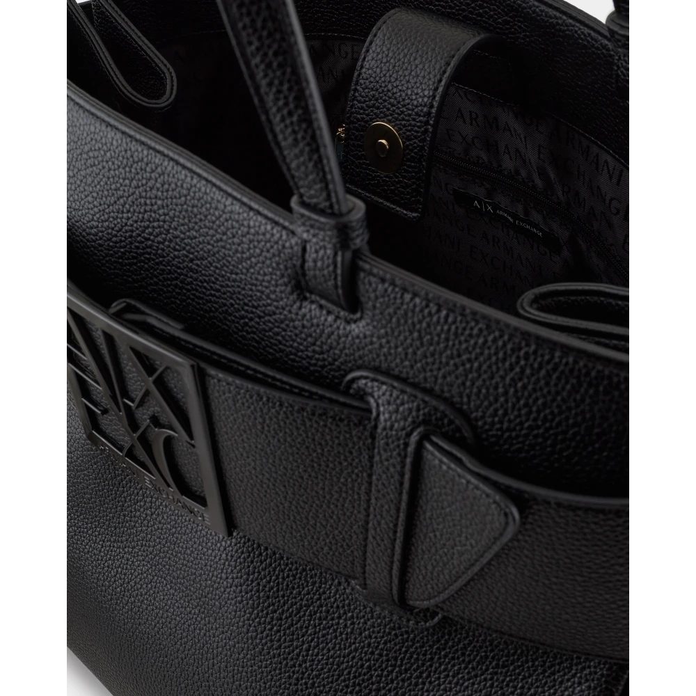 Armani Exchange Zwarte schoudertas met logodetail Black Dames