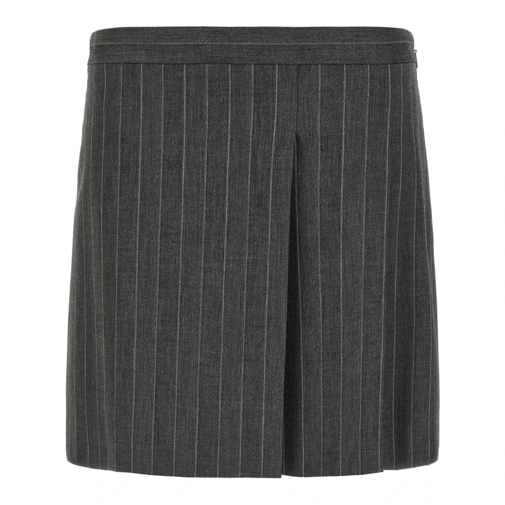 Pinko Pinstripe Mini Skirt With Macro Pleats - Female - Short Skirts - Gray - L - Skirts